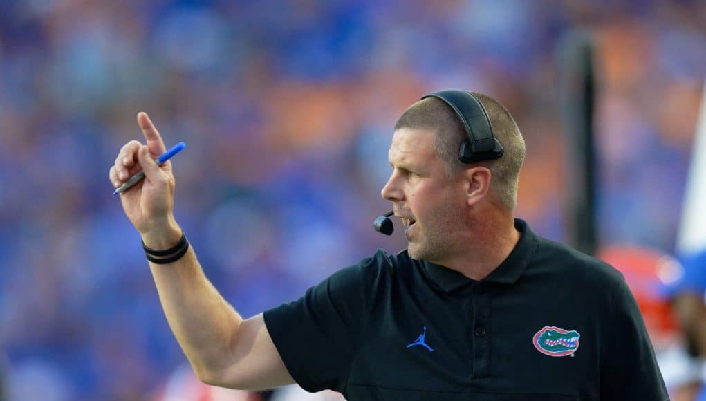 Florida Gators head coach Billy Napier coaches against Tennessee- photo taken by David Bowie